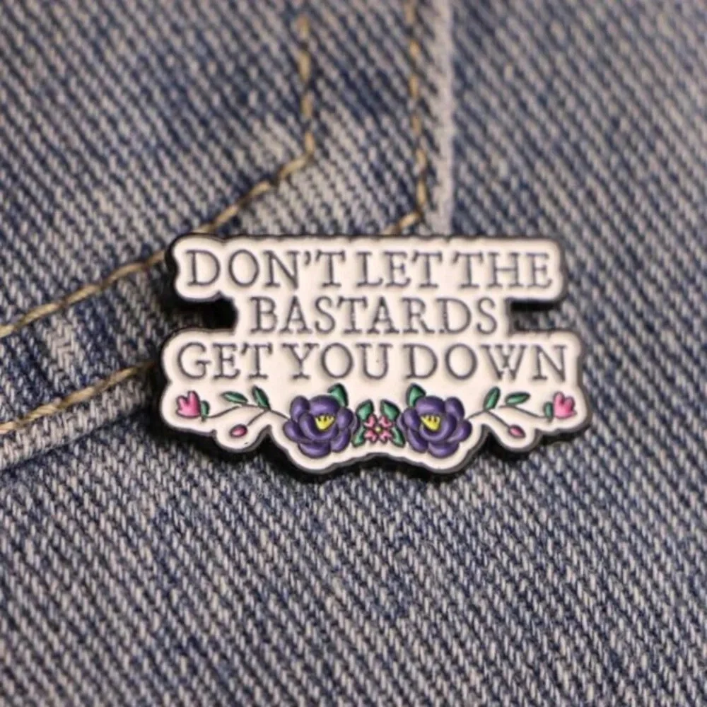 Unisex inspiring uplifting purple white floral lapel brooch pin backpack clothes